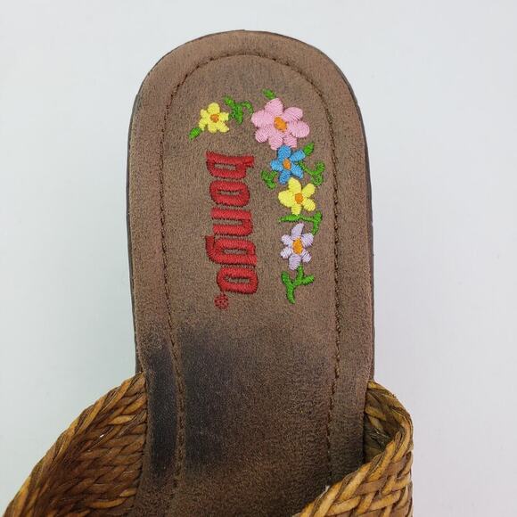Bongo Womens Size 8.5 Neutral Brown Slip On Woven Wedge Slide Sandals - Picture 8 of 11
